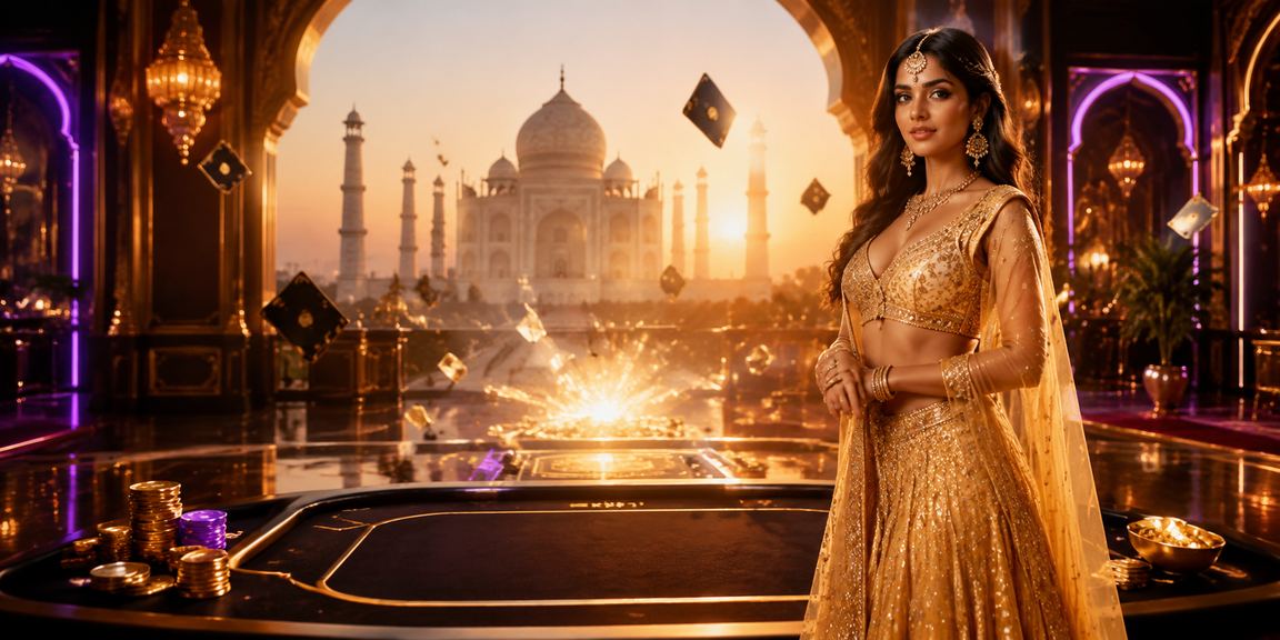 Vibrant Indian market scene with Taj Mahal in background