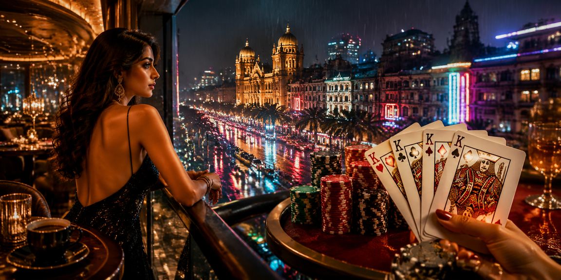 Neon lights of Mumbai market promoting safe gaming